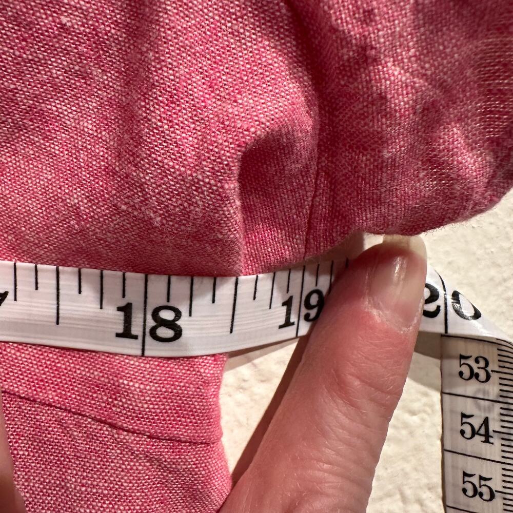 harve benard Size Small Linen Blouse Cotton Blend Washable Short Sleeve Pink - Picture 4 of 8